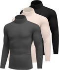 Ekouaer Men Turtleneck Thermal Shirts 3-Pack - Soft Lightweight