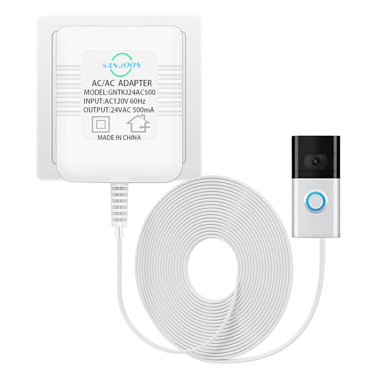 Universal 24V Doorbell Transformer for Ring & Smart Thermostats - SANJOON