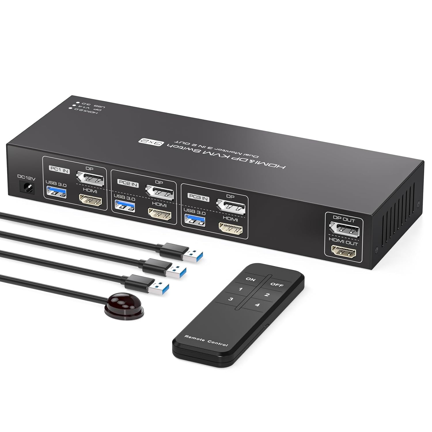 HDMI Displayport KVM Switch for 2 Monitors and 3 Computers