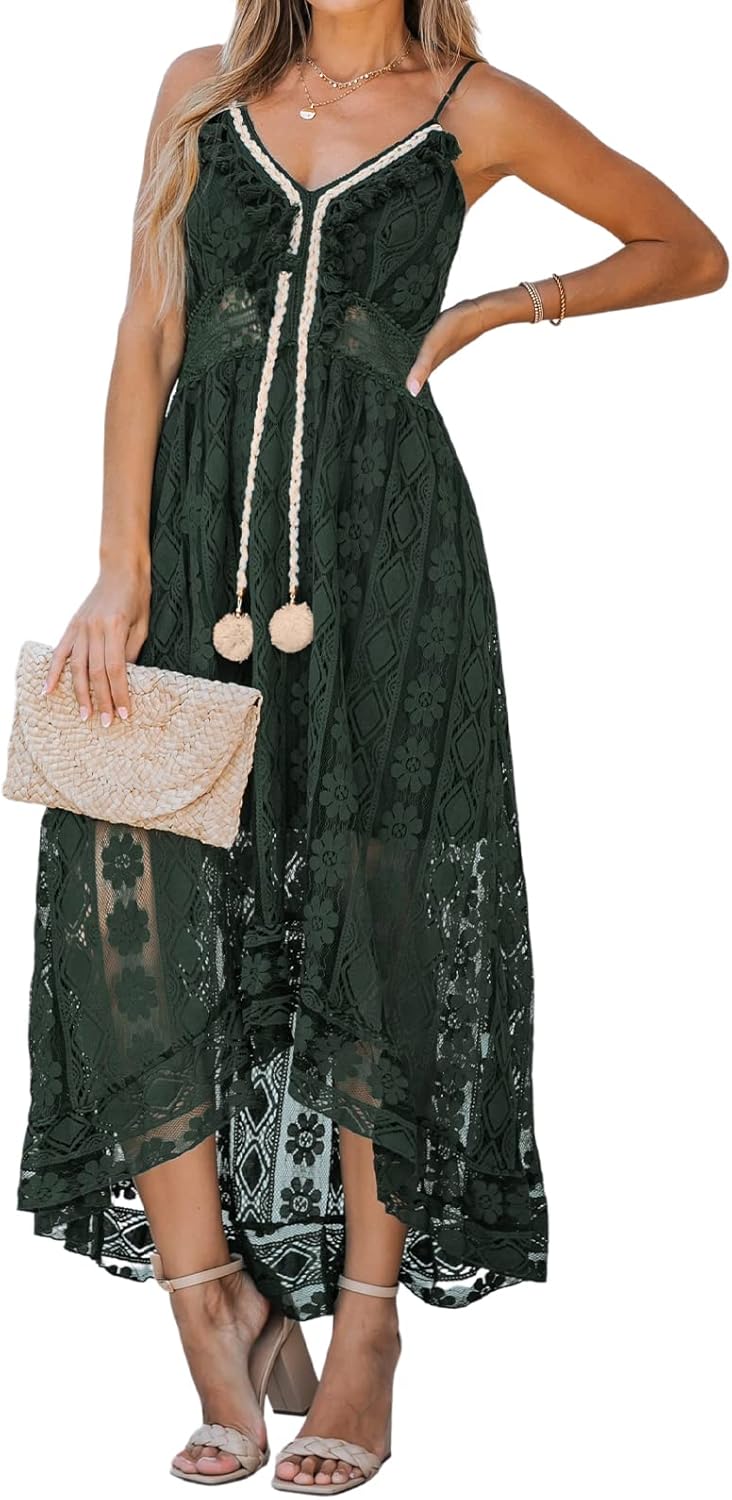 CUPSHE Women's Summer Dresses Sleeveless Lace Casual Maxi Dress