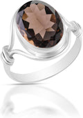 Solid 925 Sterling Silver Smoky Quartz Ring - Elegant Statement