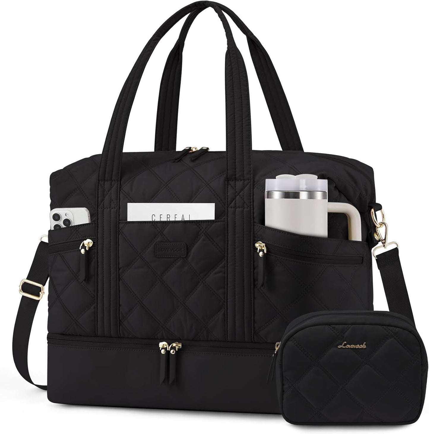 LOVEVOOK Travel Duffle Bag with Shoe Compartment for Women