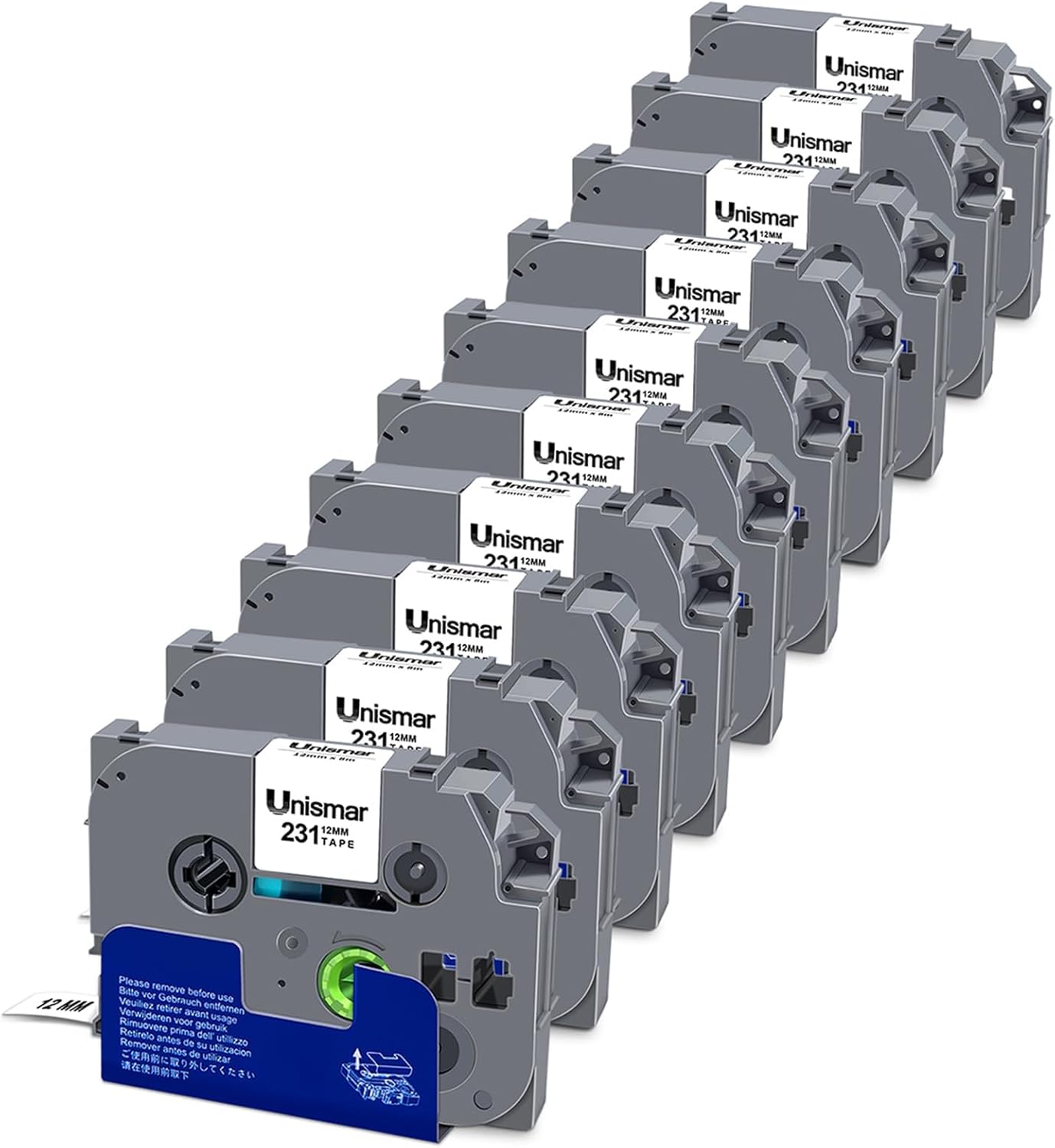 10-Pack TZe-231 Compatible Laminated White Label Tape for Brother