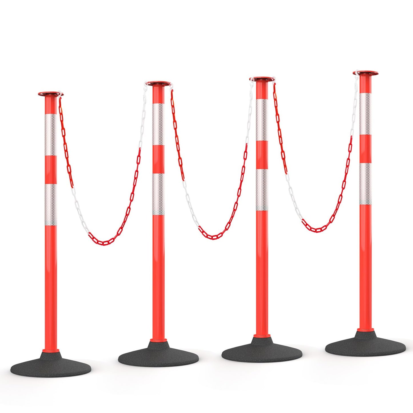 Traffic Delineator Posts with Reflective Collars for Safety