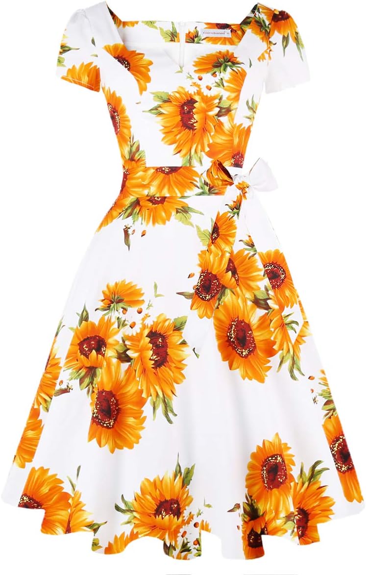 Girstunm Women's Classic Tea Dress with Pockets for All Occasions