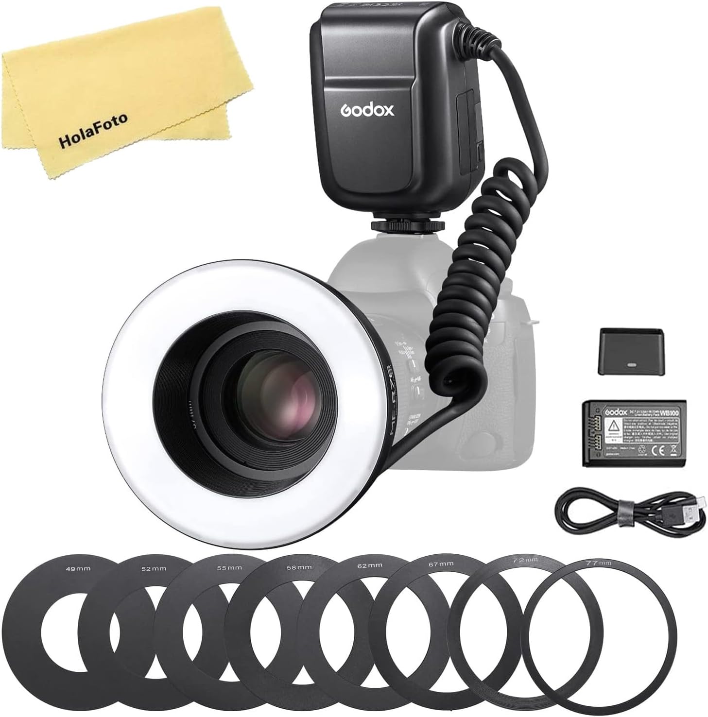 Godox MF-R76 LED Micro Ring Flash for Canon Nikon Sony Fuji