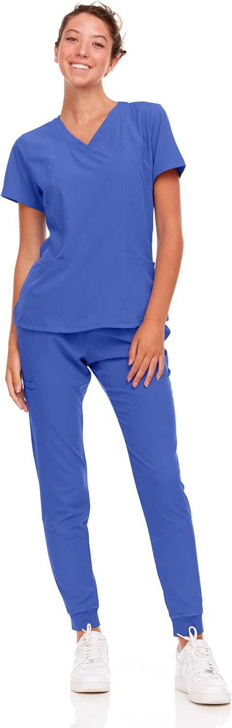 Natural Uniforms Womens Cool Stretch Jogger Scrub Set for Comfort