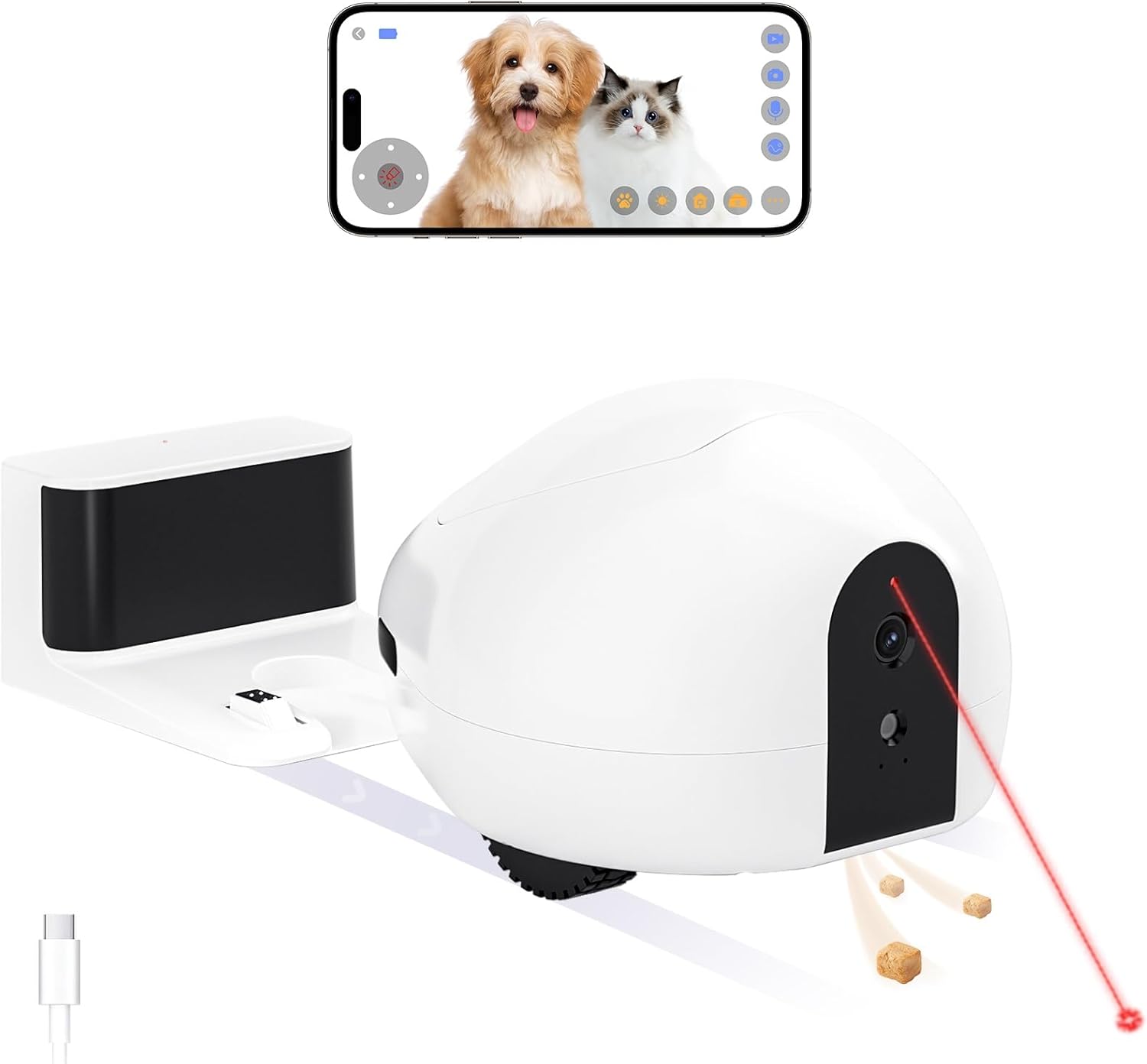 Interactive Pet Camera w/ Treat Dispenser, Night Vision, 2-Way Audio