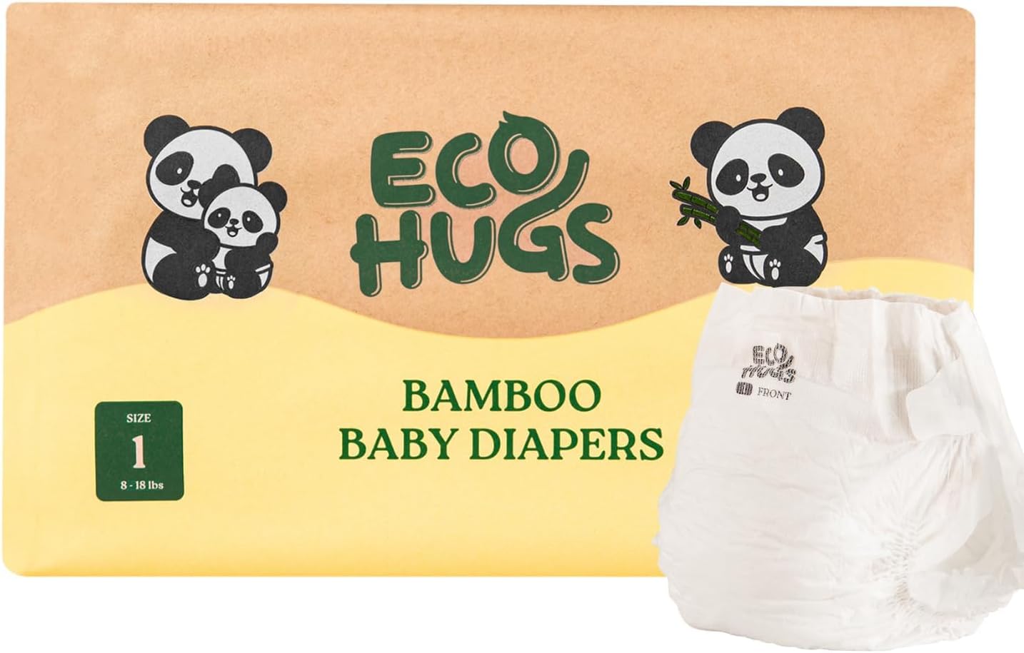 Ultra-Soft EcoHugs Bamboo Diapers | Hypoallergenic & Absorbent | Pack of 30