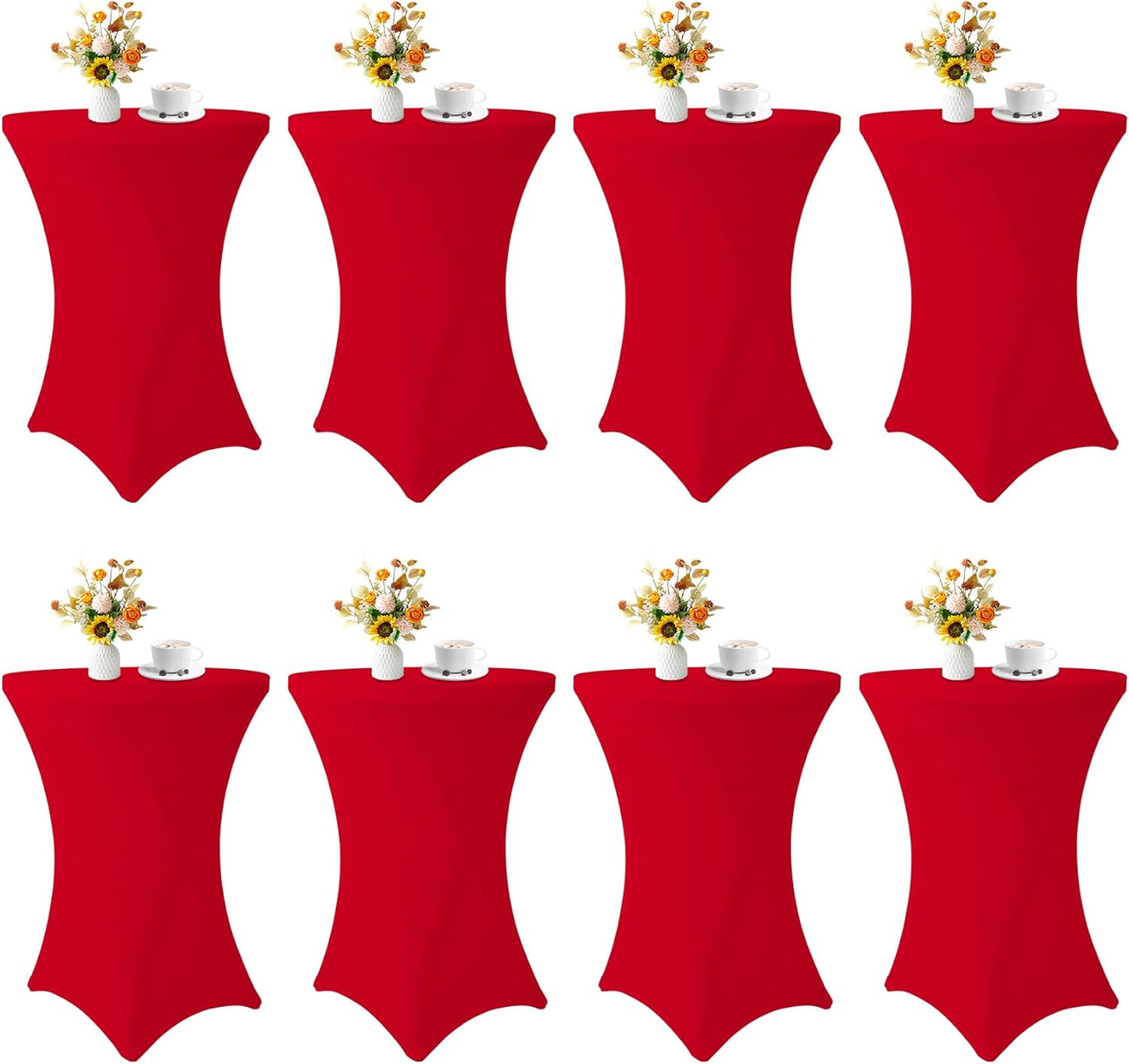 8 Pack Cocktail Table Covers for Parties and Events in Red