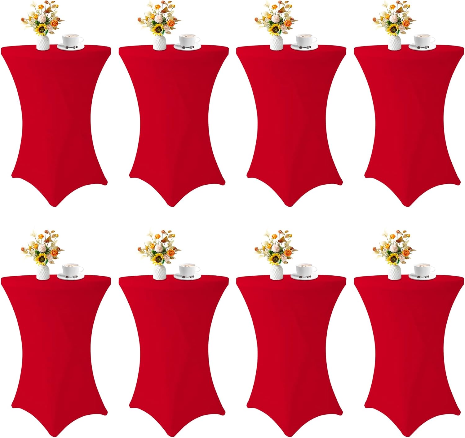 8 Pack Cocktail Table Covers for Parties and Events in Red