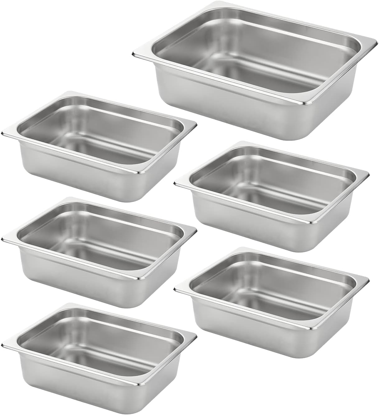HECMAC 6 Pack Anti-Jam Hotel Pans for Catering and Storage