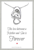 Double Heart Necklace Sterling Silver - Mother Daughter Gift
