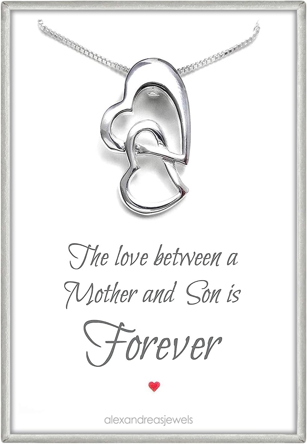 Double Heart Necklace in Sterling Silver for Mother and Child