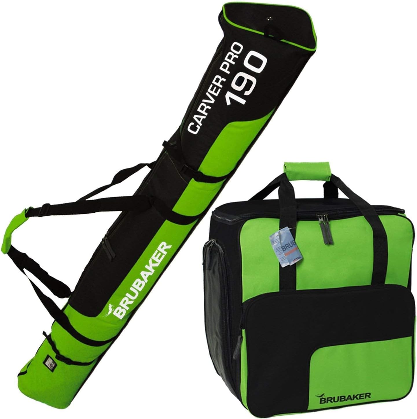 Ski Bag Combo for All Your Gear - BRUBAKER Green/Black