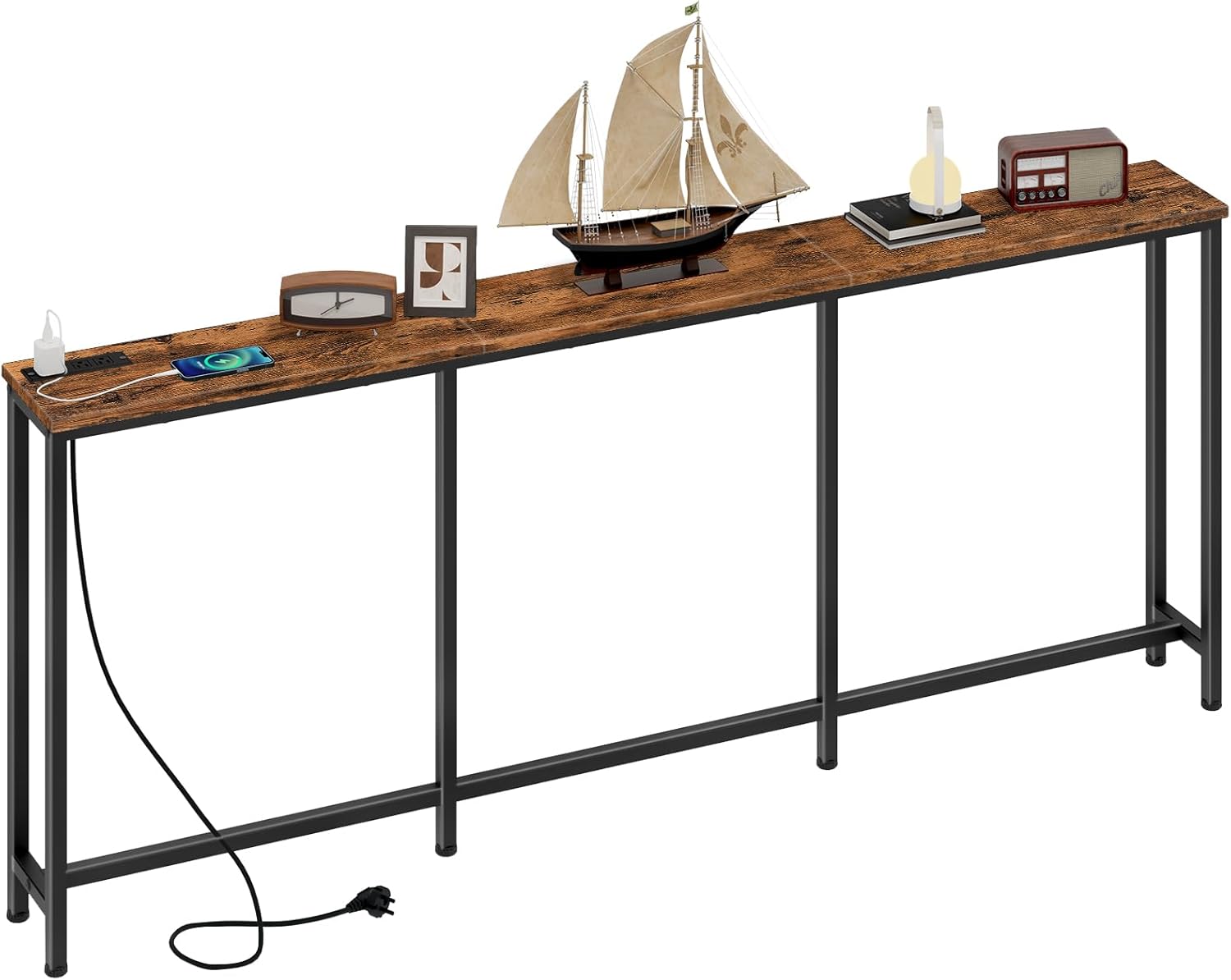 70.9 Narrow Console Table with Power Outlet for Small Spaces