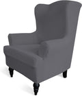 Stretch Wingback Chair Slipcover Gray - Soft Jacquard Fit