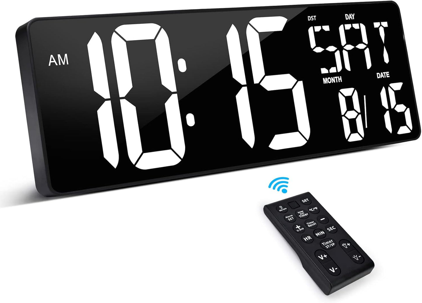 XREXS Large Digital Wall Clock with Remote Control for Easy Use