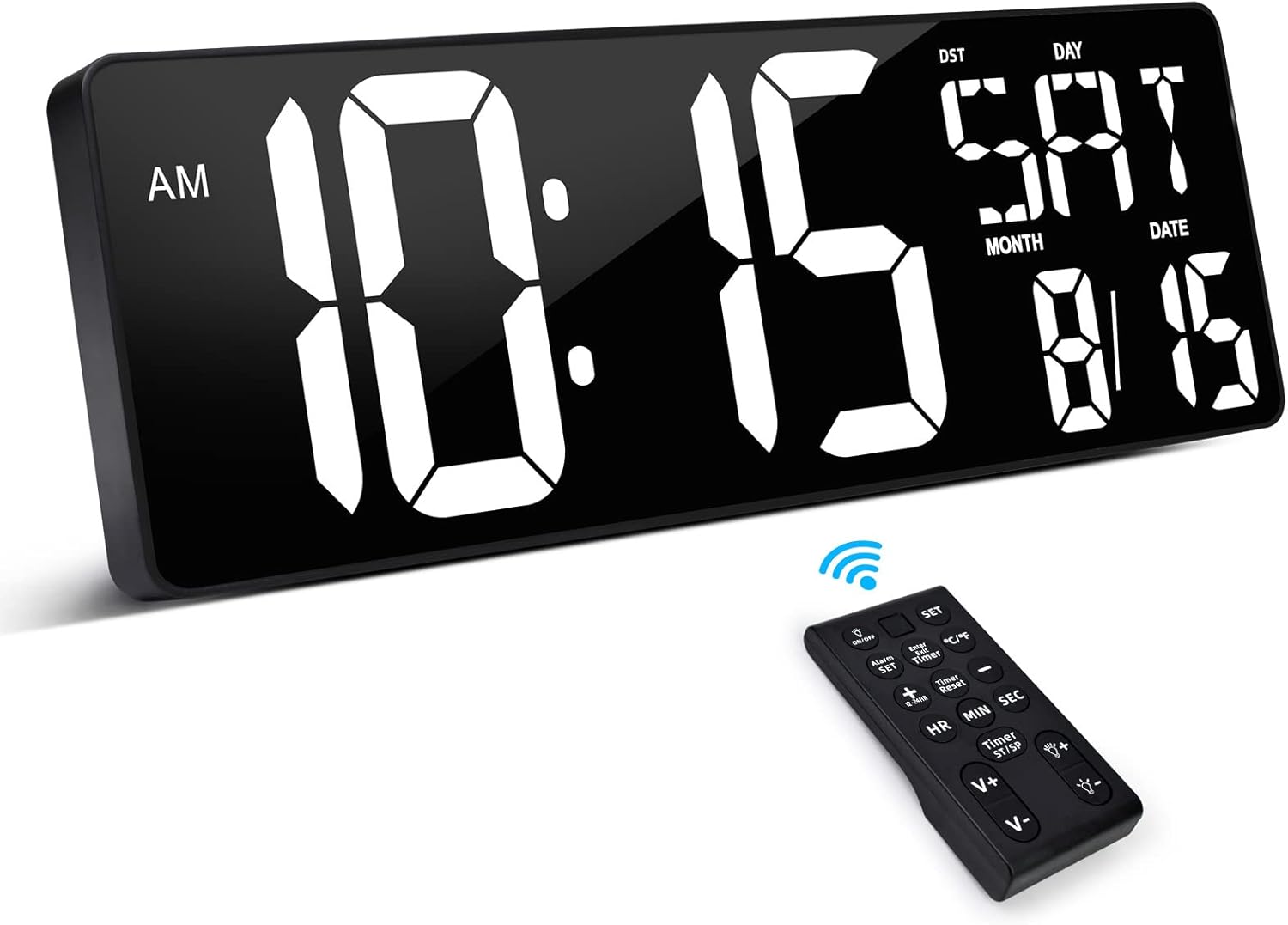 XREXS Large Digital Wall Clock with Remote Control for Easy Use