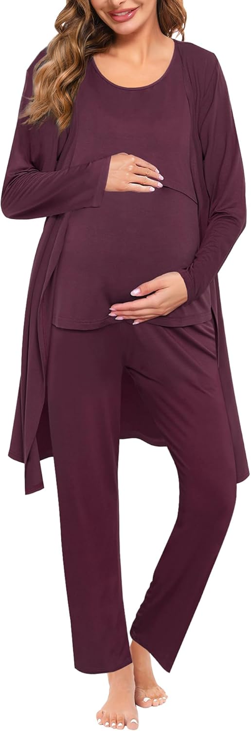 SWOMOG Maternity Nursing Robe Set for Comfortable Breastfeeding