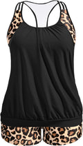 Plus Size Tankini Swimsuit for Women - Blouson Racerback Tummy Control