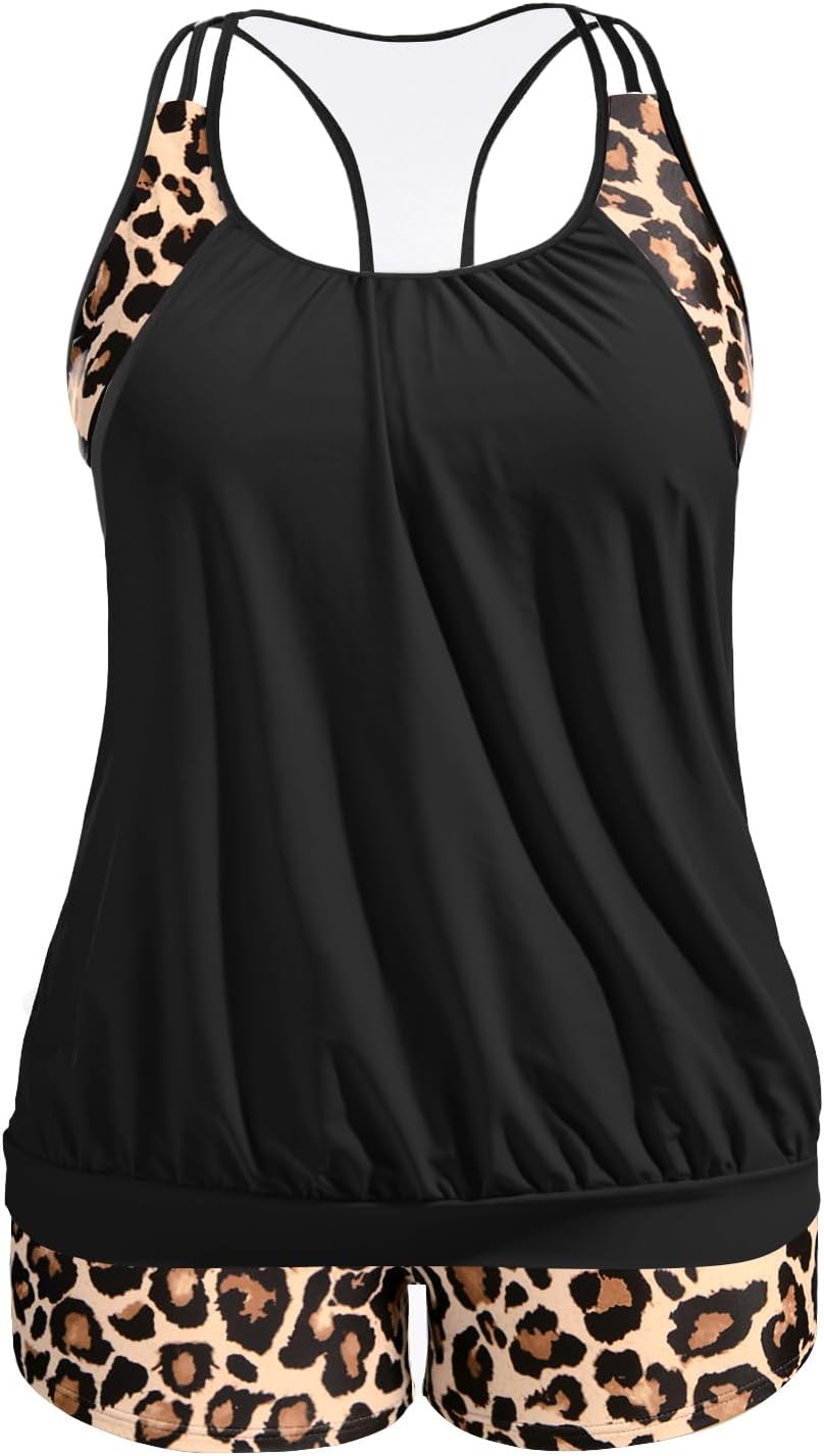 Holipick Plus Size Tankini Swimsuit for Women with Tummy Control