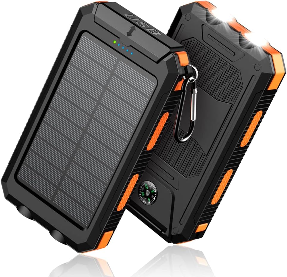 Feeke Solar Charger Power Bank 36800mAh with LED Flashlight