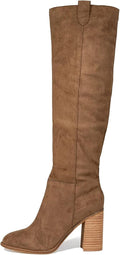 Suede Knee-High Boots Fall Boot For Women - Chunky Block High Heel