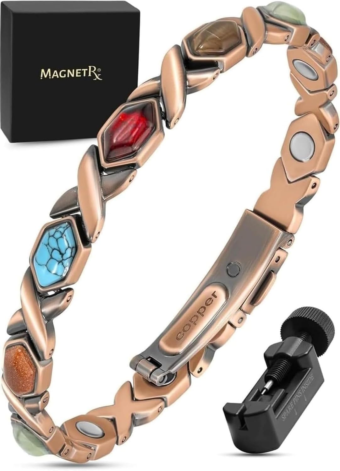 MagnetRX Pure Copper Bracelets for Women with Unique Stones