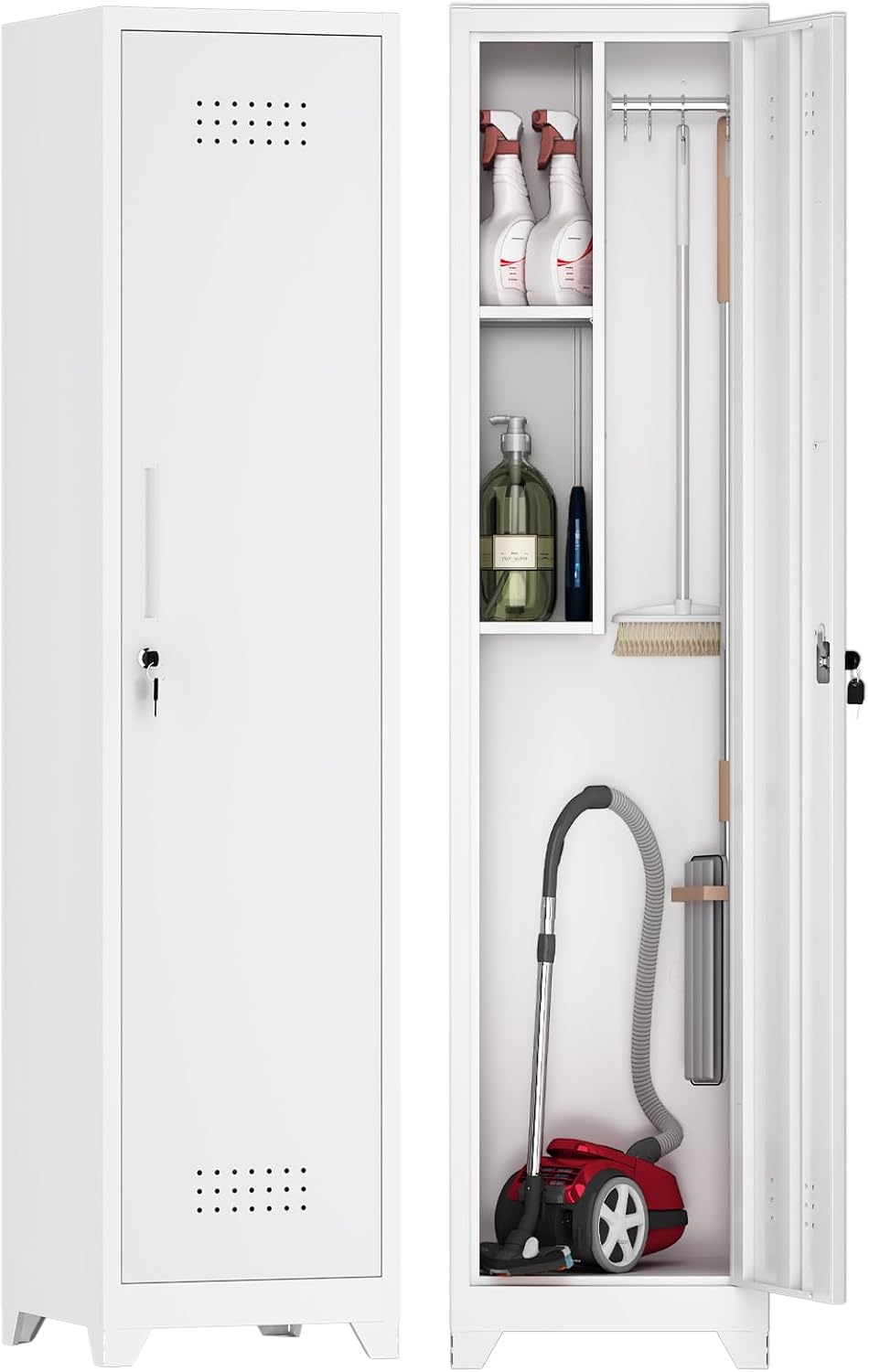 GREATMEET Broom Closet Storage Cabinet for Organized Spaces