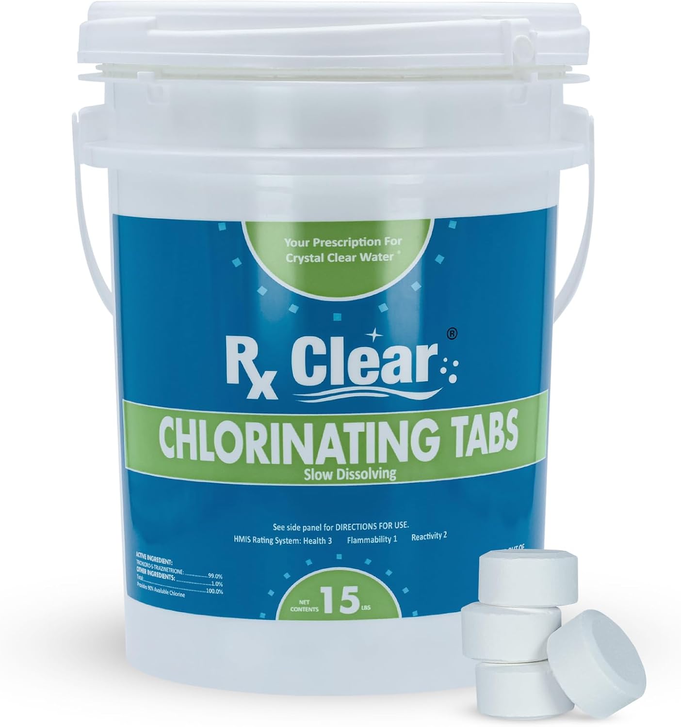 Rx Clear 1 Inch Chlorine Tabs for Effective Pool Sanitization