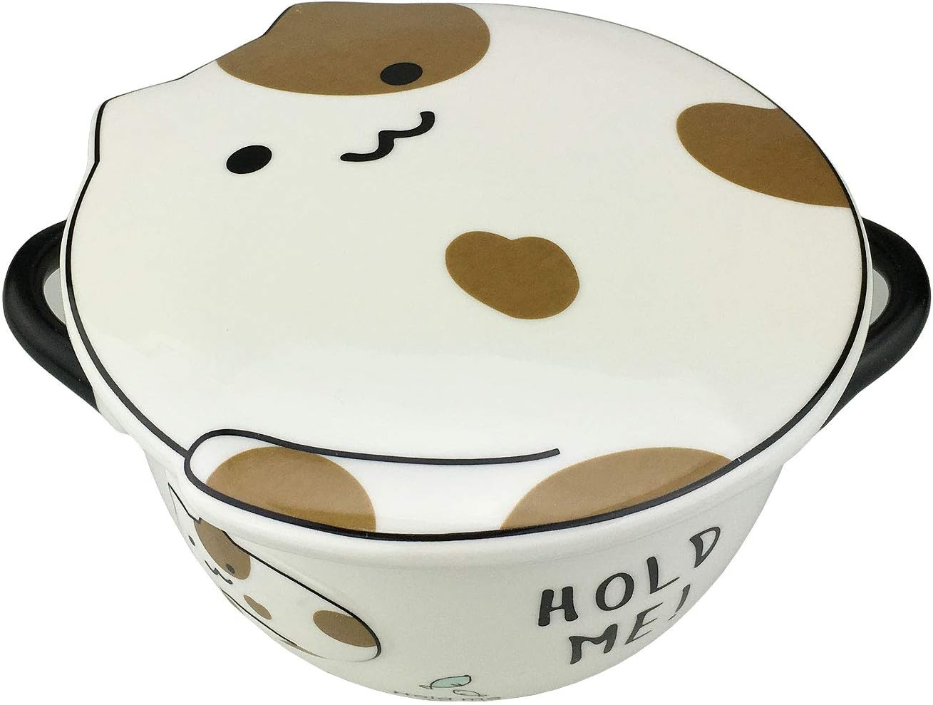 24oz Cute Cat Ceramic Soup Bowl with Lid