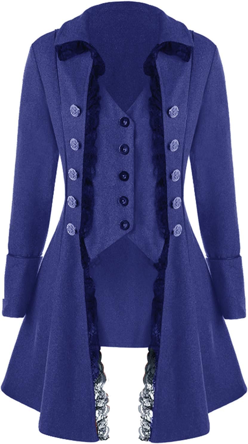 VNVNE Women's Gothic Steampunk Corset Halloween Costume Coat