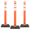 42 in Orange Traffic Delineator Posts 3 Pack - Stable, High Visibility