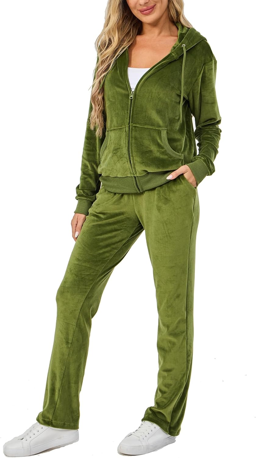 Velour Track Suits for Women Set - Cozy Fall Sweatsuits
