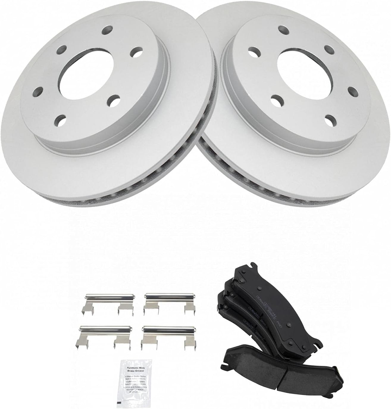 TRQ Front Ceramic Brake Pads & G-Coated Rotors Kit for GM Trucks