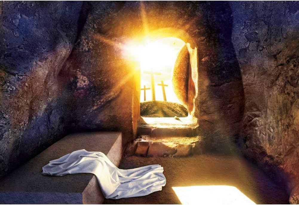 DASHAN 12x8ft Polyester Easter Tomb Cross Backdrop for Church