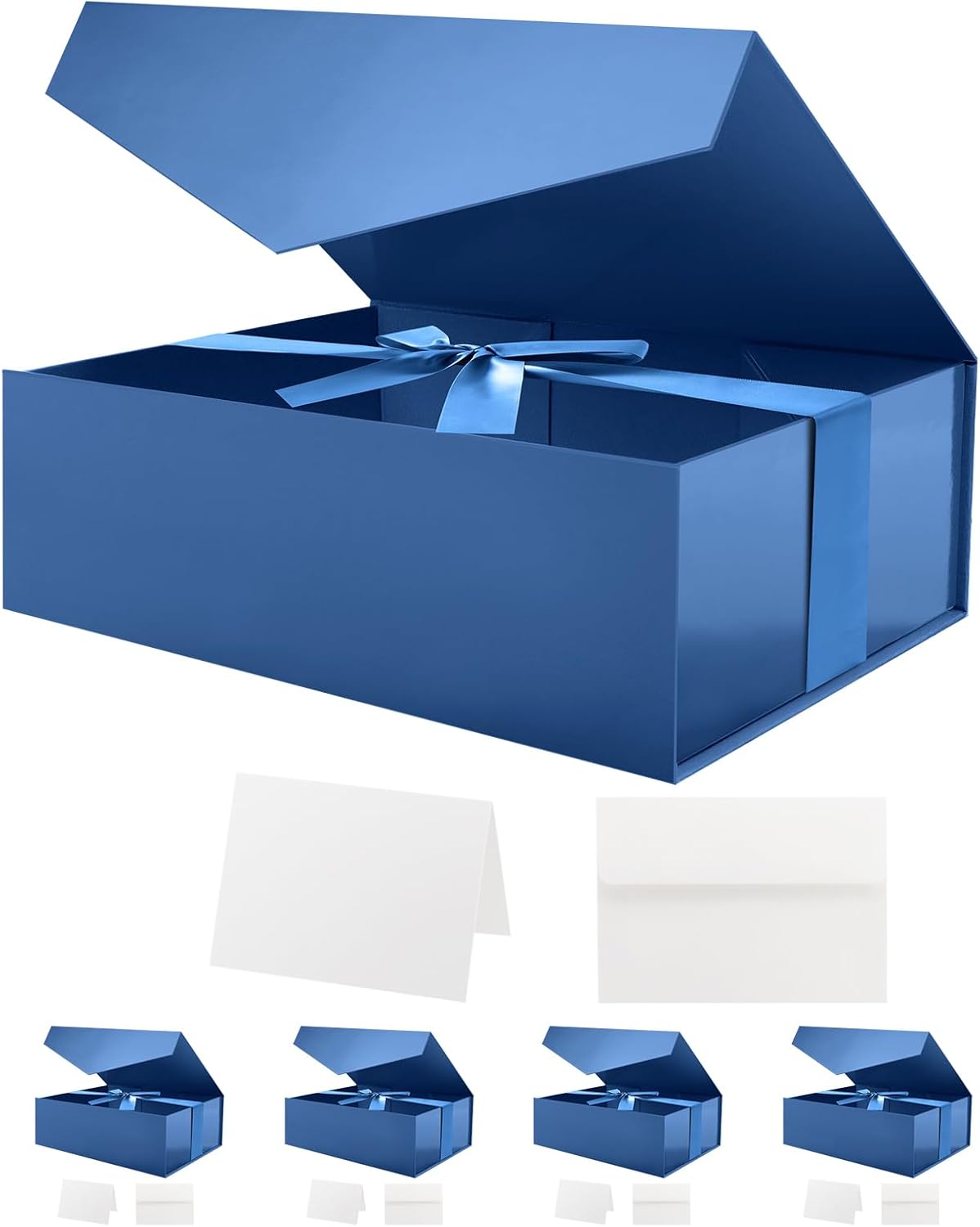 HAPPY POTATO Large Blue Gift Boxes with Lid and Ribbon for Presents