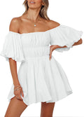 Off The Shoulder Summer Mini Dress - Flattering Ruffle A-Line
