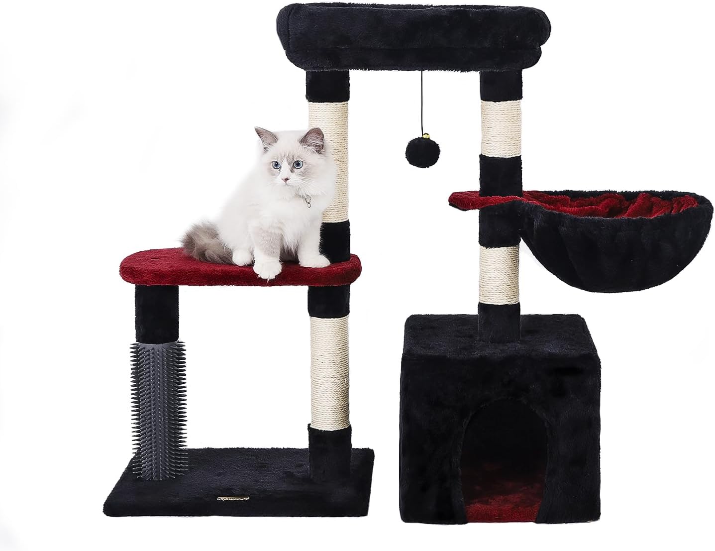 Hoopet 32-Inch Gothic Cat Tree for Indoor Cats in Black & Red