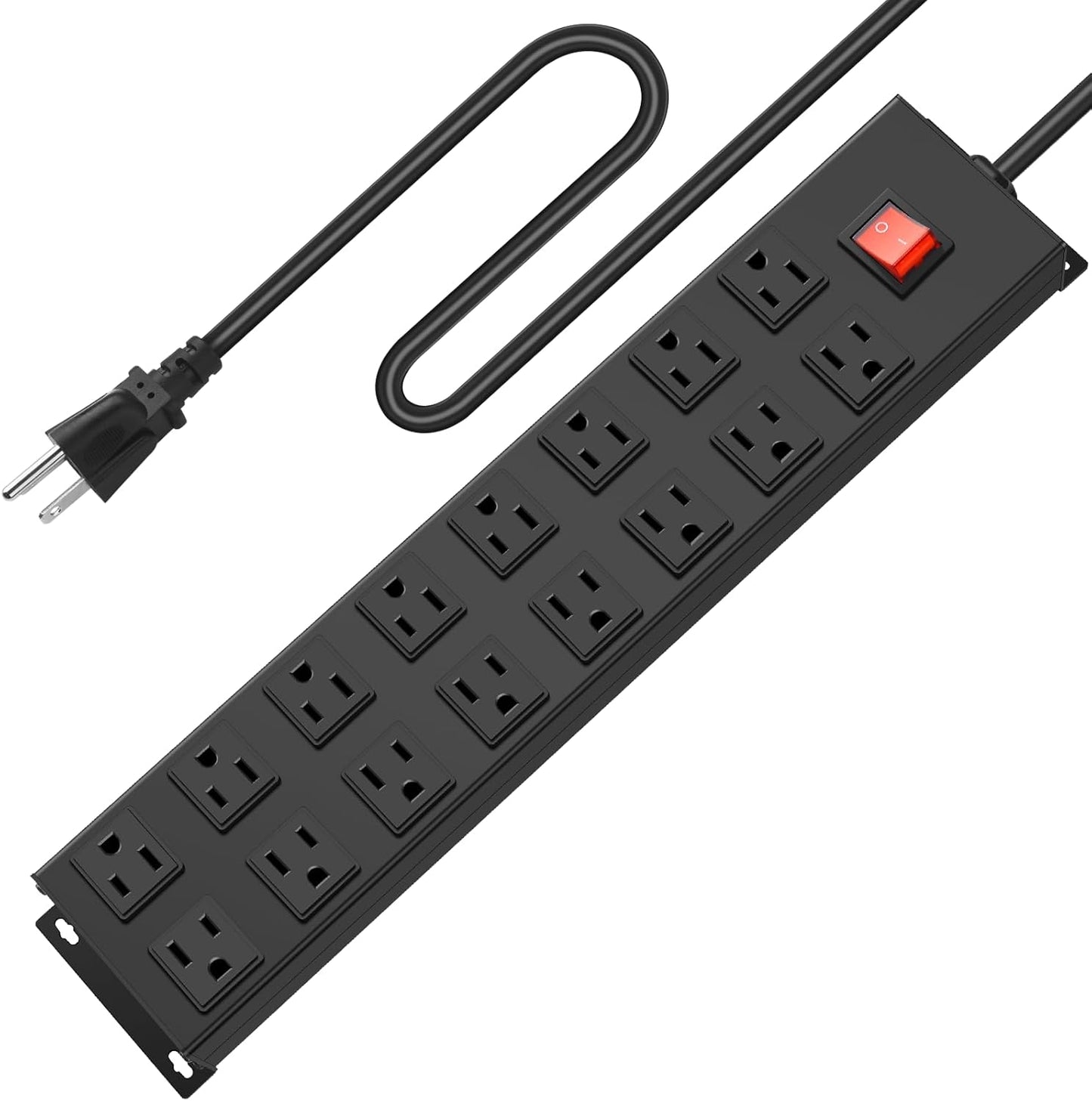 HHSOET Metal 16 Outlet Power Strip for Garage and Gaming Setup