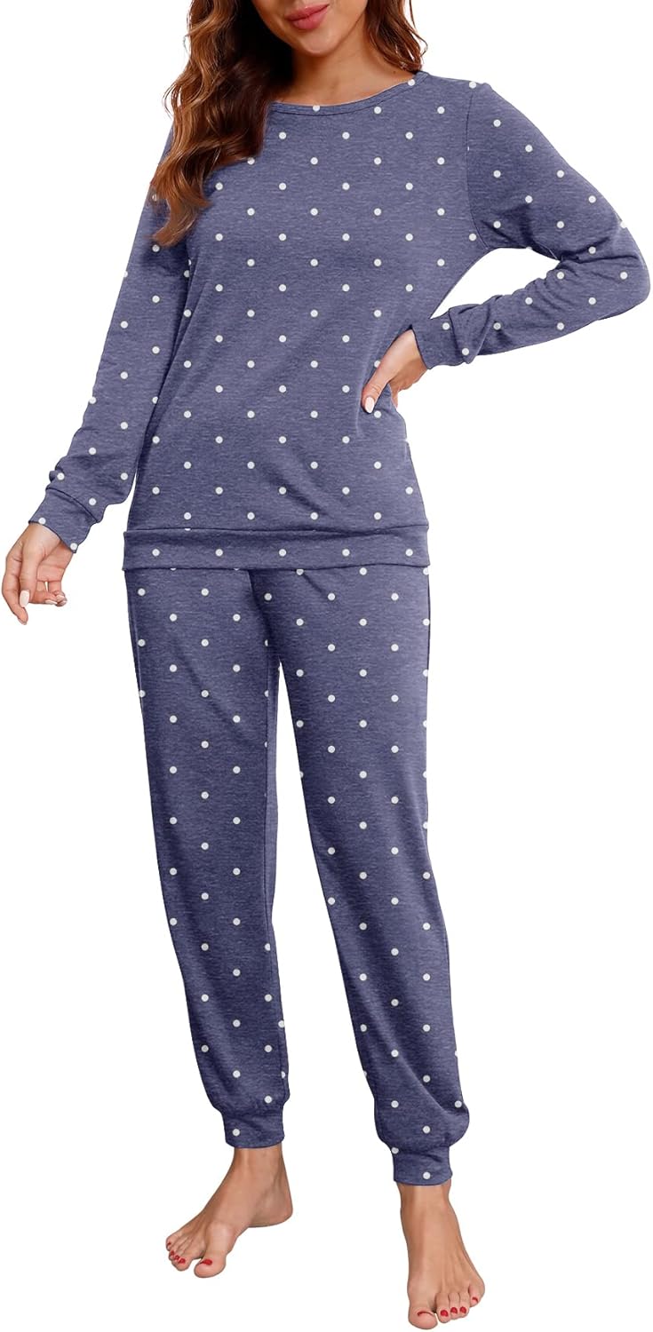 PrinStory Womens Pajama Set Soft Pjs Lounge Sets with Pockets