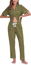 COLORFULLEAF Women's 100% Cotton Pajama Set - Soft Button