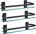 Bathroom Glass Shelf 3 Pack - Floating Tempered Glass Rack 15.7in