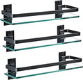 Bathroom Glass Shelf 3 Pack - 15.7in Tempered Glass Floating Shelves
