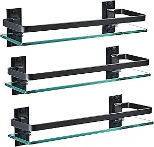 AIJALY 3 Pack Bathroom Glass Shelf for Stylish Storage Solutions
