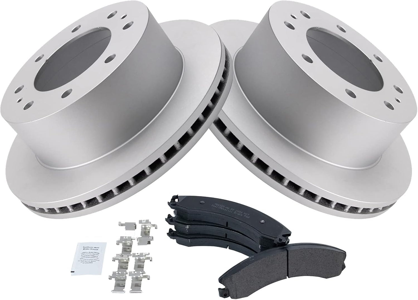 TRQ Rear Metallic Brake Pad & Coated Rotor Kit for Chevy GMC