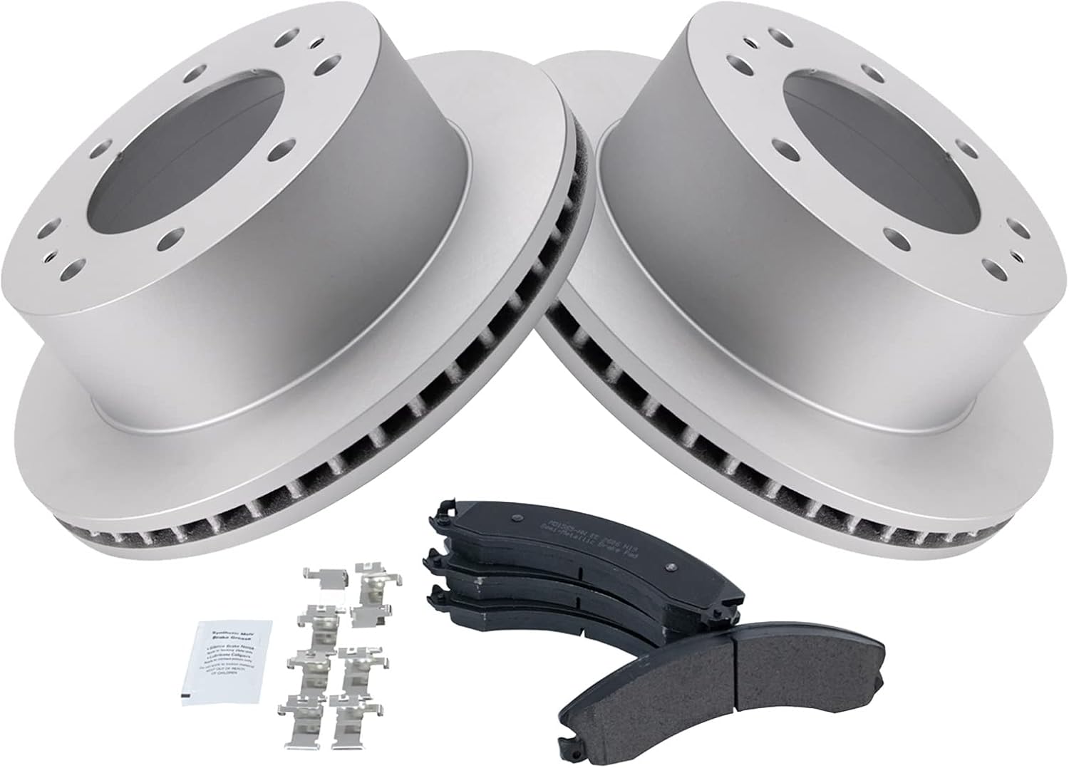TRQ Rear Metallic Brake Pad & Coated Rotor Kit for Chevy GMC