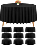 108 in Black Round Tablecloths 10 Pack - Durable Washable Polyester