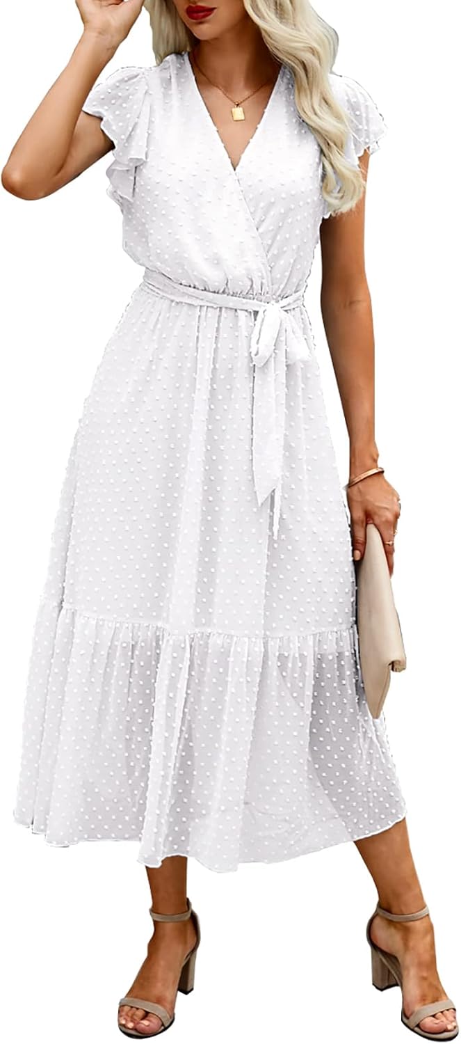 BTFBM Women Summer Bohemian Floral Midi Sun Dress for Style